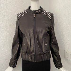 knoles & carter genuine leather zip jacket
